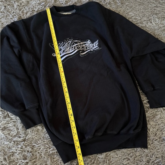 Vintage Steve And Barry’s Black Crewneck Heavyweight America Sweater Men Size Lg - Picture 3 of 6